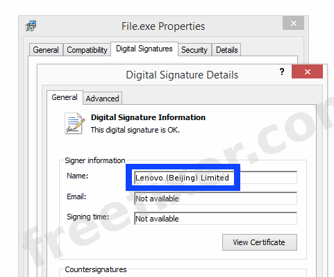 Screenshot of the Lenovo (Beijing) Limited certificate